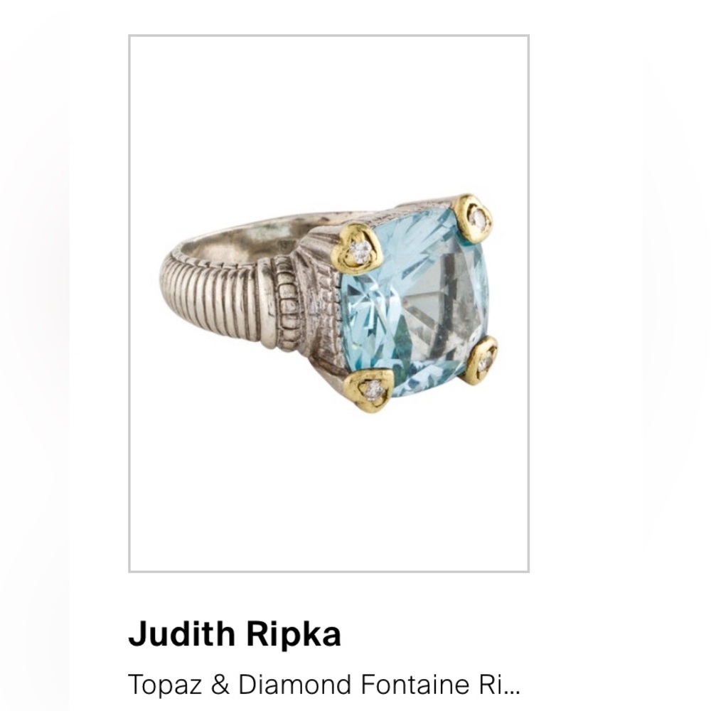 Judith Ripka diamond and topaz Fontaine ring size 6.5